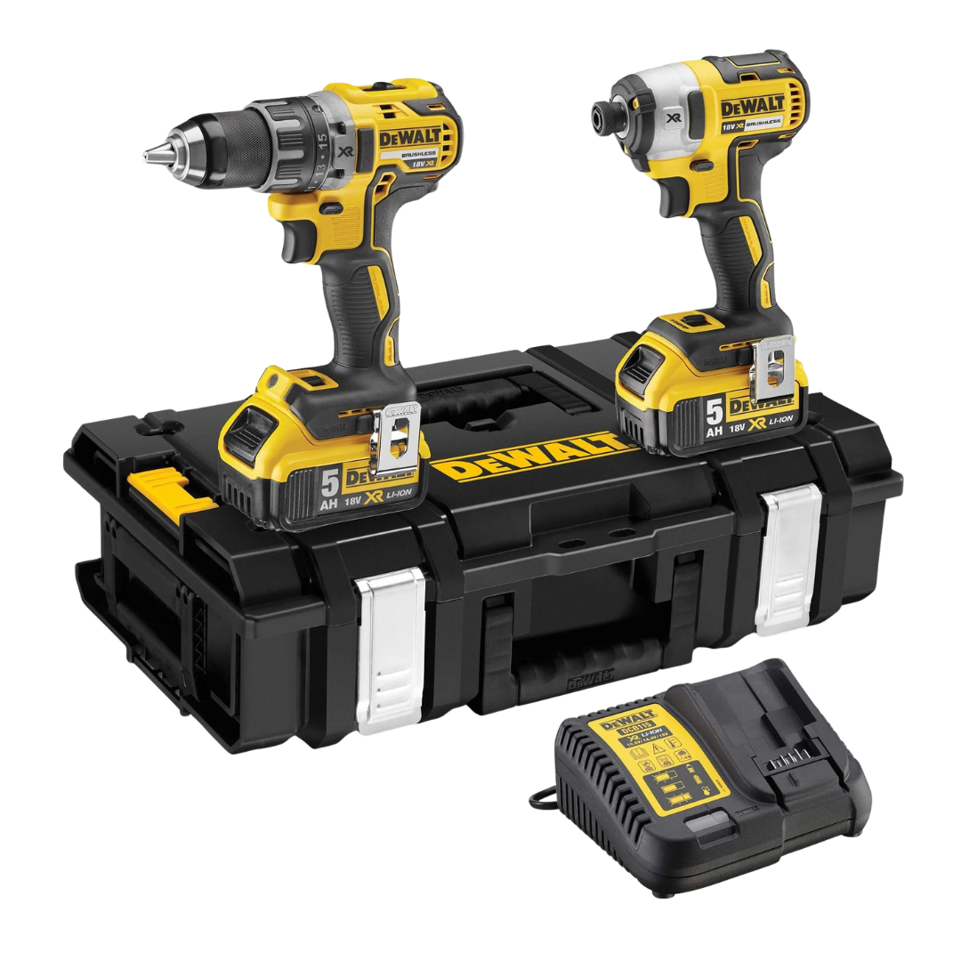 Kit combinado de 2 herramientas eléctricas: taladro inalámbrico y destornillador, herramientas sin escobillas, incluye 2 baterías y cargador